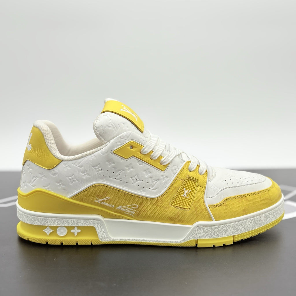 Size 9.5 LV (10.5-11 US) Louis Vuitton Trainer ' White Yellow ' | SUPER CLEAN!