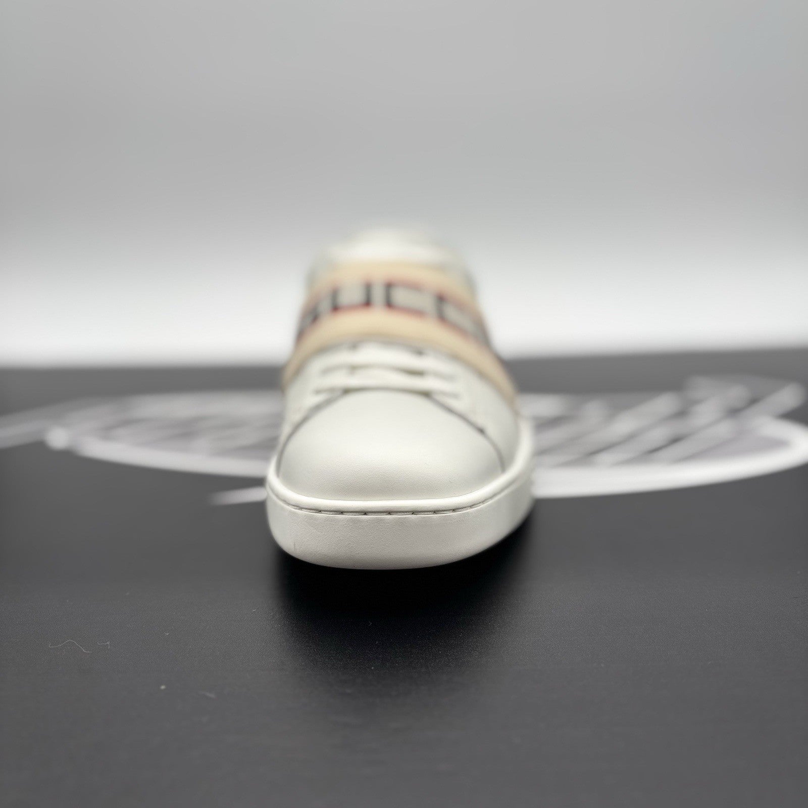 Size 8.5 G (9 US)- Gucci Ace Leather  With Strap ‘ White ’ | NEW!