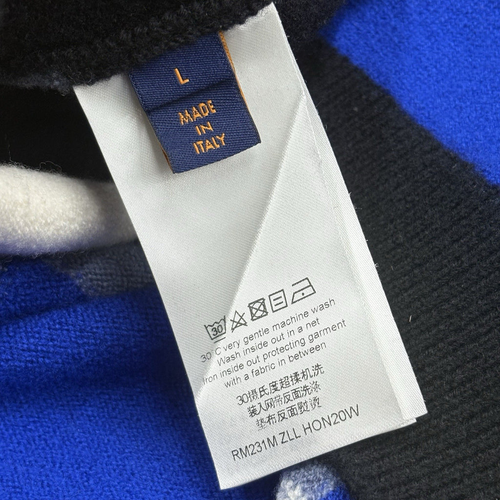 Size L - Louis Vuitton Fair Isle Macro Knit Sweater ' Black Blue ' | SUPER CLEAN