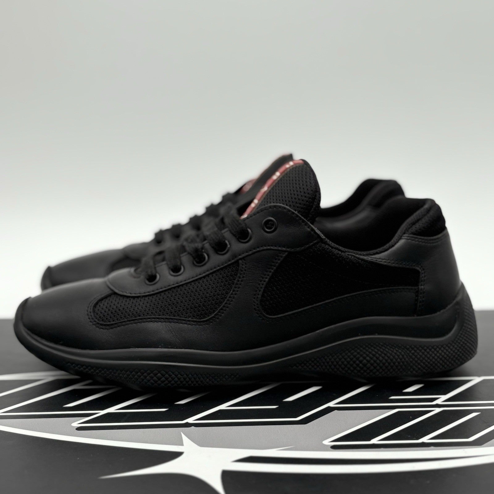 Size 7 UK (8 US) - Prada Americas Cup ' Black Leather ' | GOOD CONDITION!