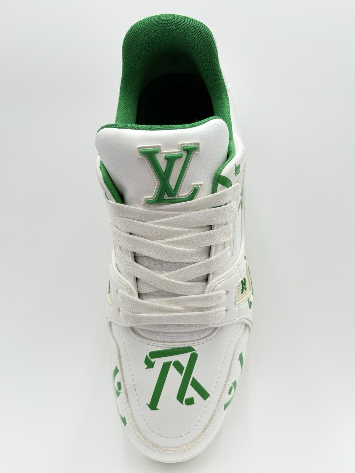 Size 6.5 LV (7.5-8 US) Louis Vuitton Trainer ' White Green Recycled ' | CLEAN!