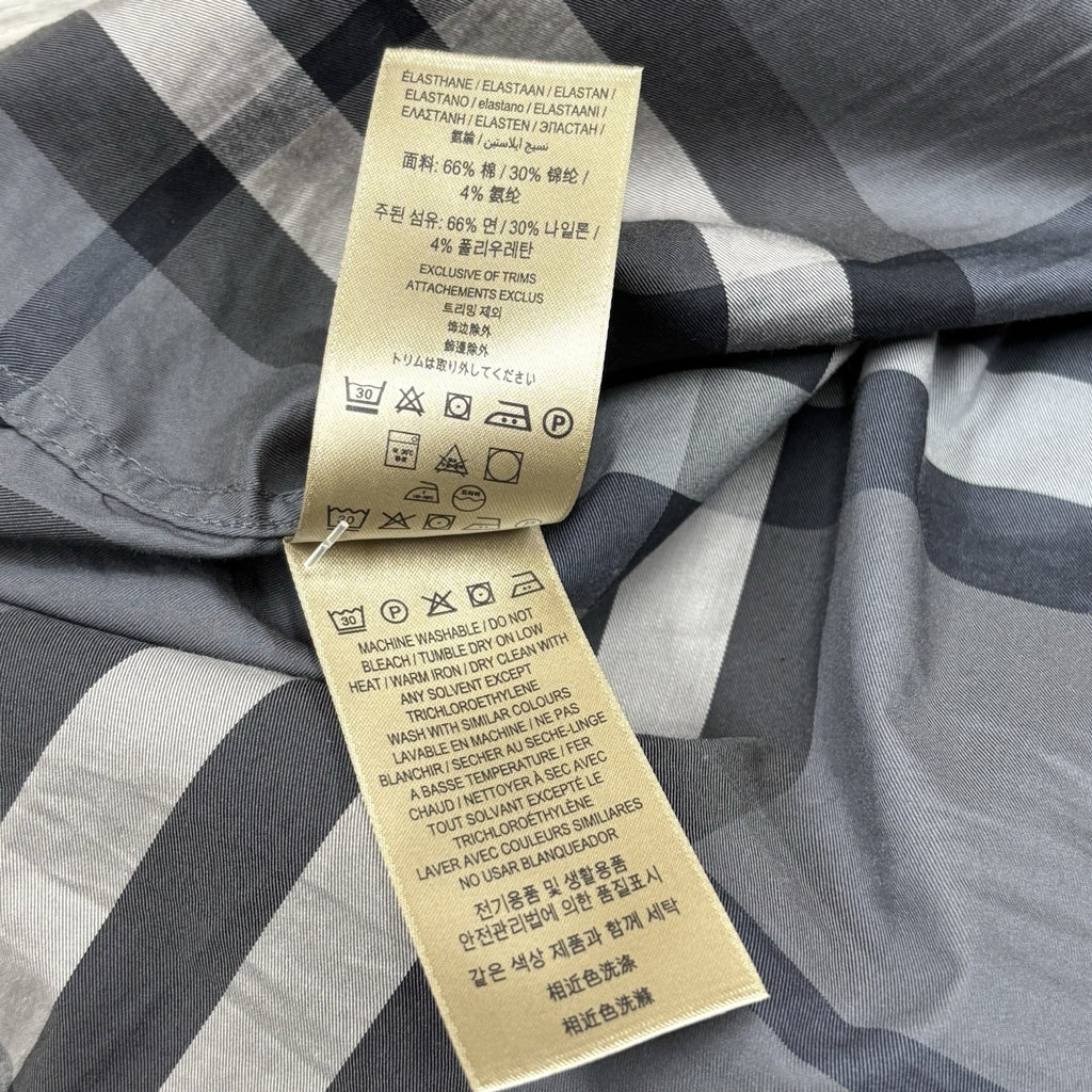 Size M - Burberry Plaid Short Sleeve Button Up ' Grey ' | SUPER CLEAN!