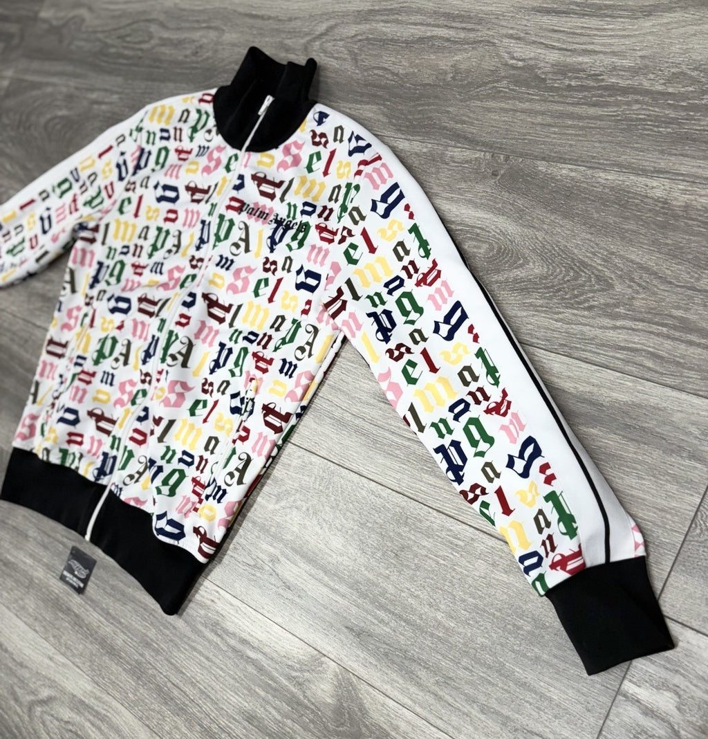 Size Medium - Palm Angels Logo Track Jacket ' White Multi Color ' | EXCELLENT!