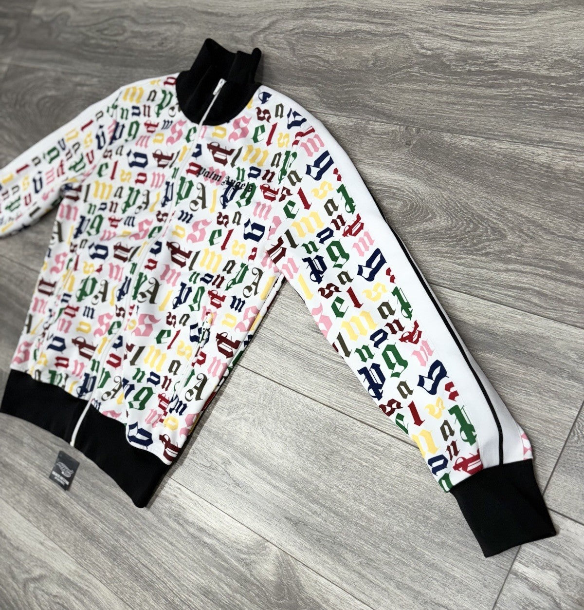 Size Medium - Palm Angels Logo Track Jacket ' White Multi Color ' | EXCELLENT!