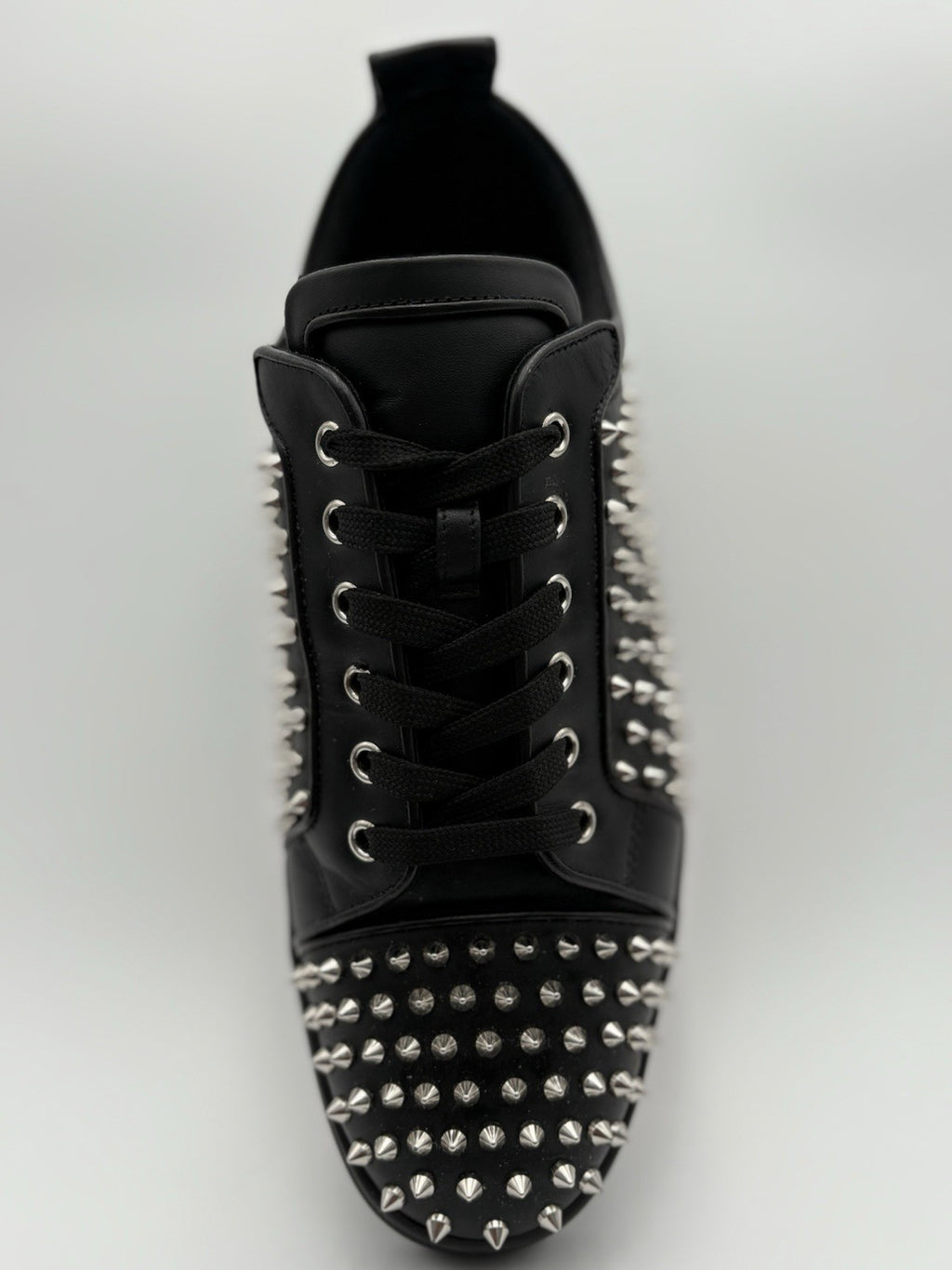 Size 43 (10 US) Christian Louboutin Low Silver Spikes ' Black ' | SUPER CLEAN!