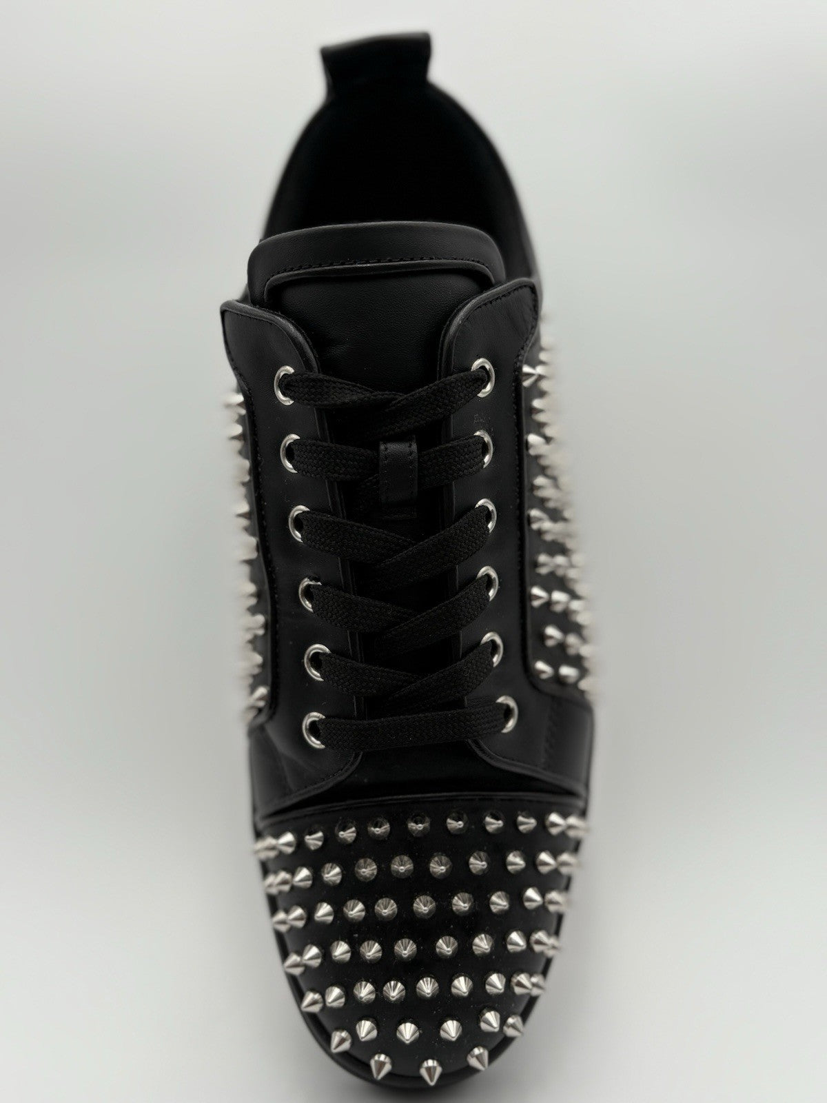 Size 43 (10 US) Christian Louboutin Low Silver Spikes ' Black ' | SUPER CLEAN!