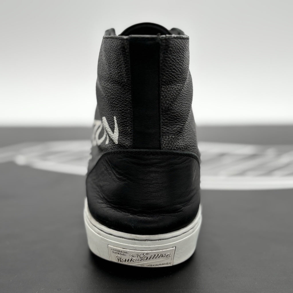Size 7 LV (8-8.5 US) Louis Vuitton Tattoo Line High Top Damier Graphite - Black