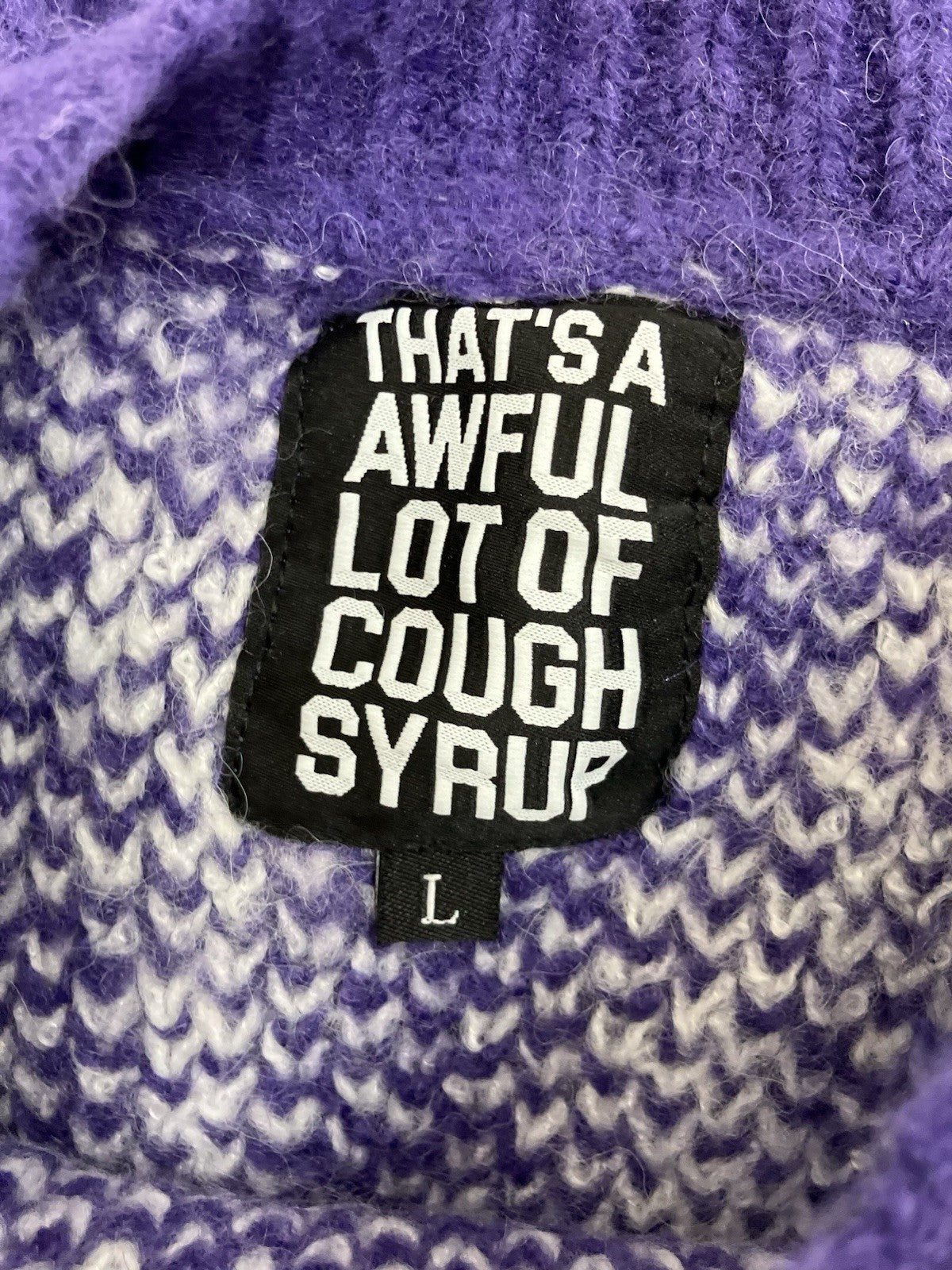 Size L - Thats A Awful Lot Of Cough Syrup Mohair Sweater ' Purple ' | NEW!