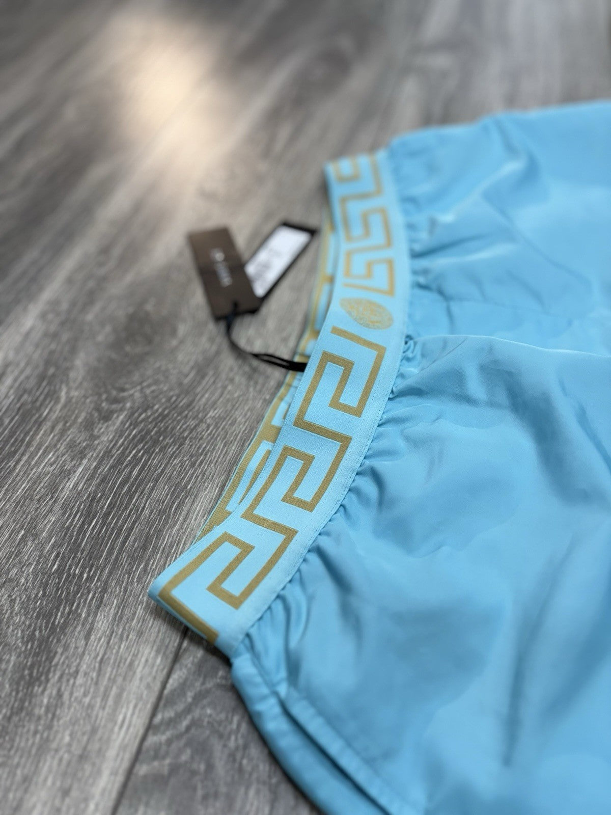 Size 5 - Versace Greca Border Swim Shorts' Blue ' | NEW!