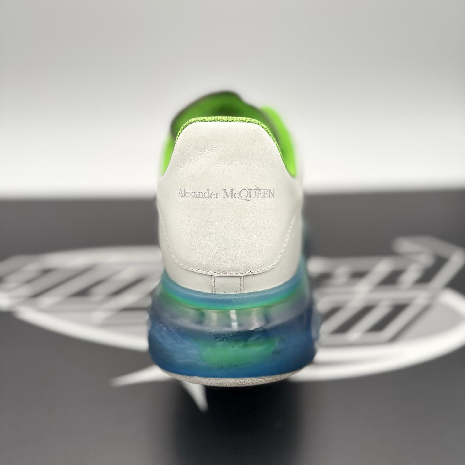 Size 45 (12 US) Alexander McQueen ' Transparent Sole White, Lime '