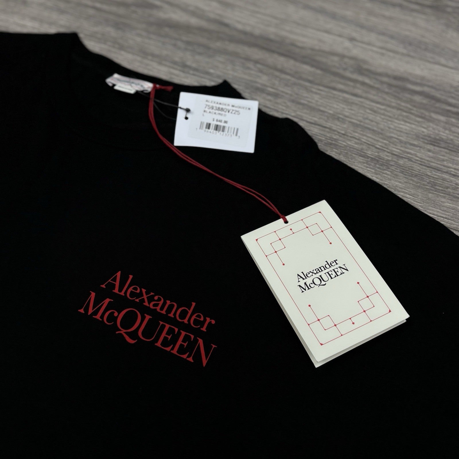 Size L - Alexander McQueen Printed Logo Long Sleeve Shirt ' Black Red ' | NEW!