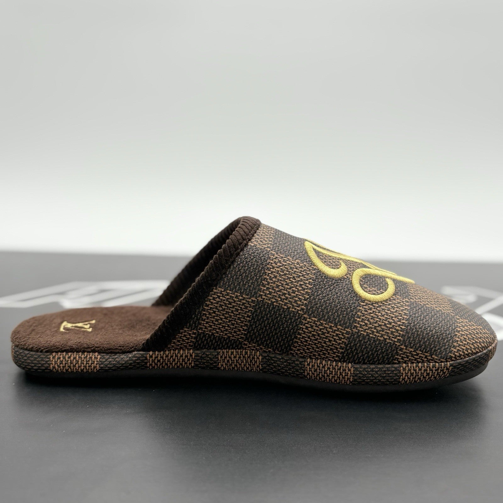 Size 11 LV (12-12.5 US) Louis Vuitton Palace Slipper Damier Pop ' Ebene ' | NEW!
