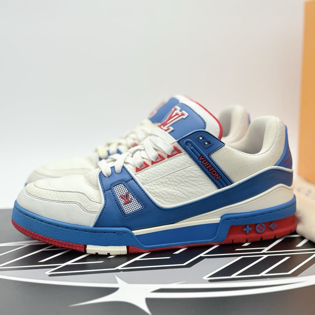 Size 9.5 LV (10.5-11 US ) Louis Vuitton Trainer ' White Red Blue ' | GOOD COND