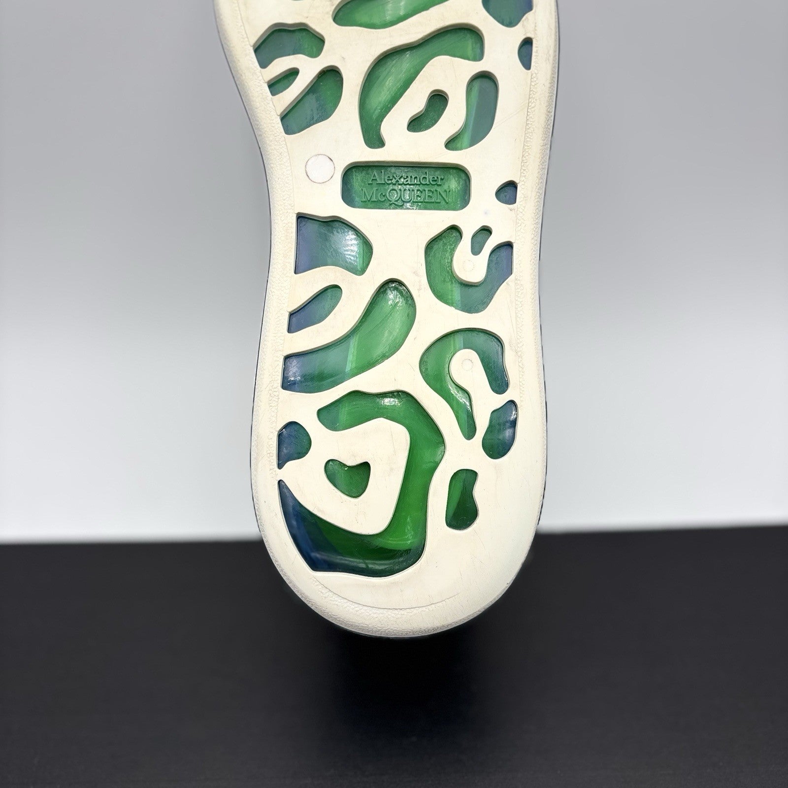 Size 45 (12 US) Alexander McQueen ' Transparent Sole White, Lime '