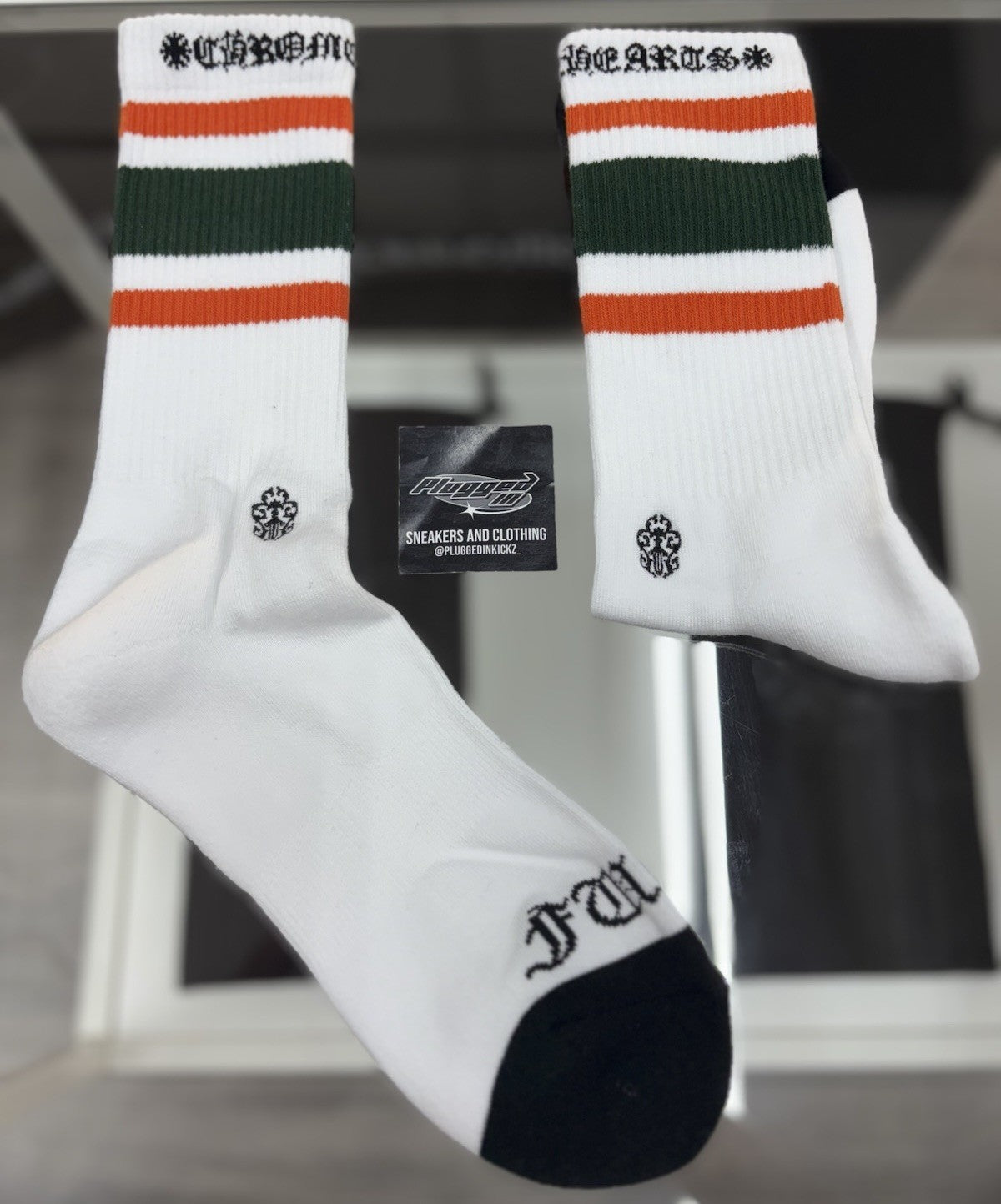 Size Large (9-13 US) - Chrome Hearts Miami Socks ' White ' | NEW!