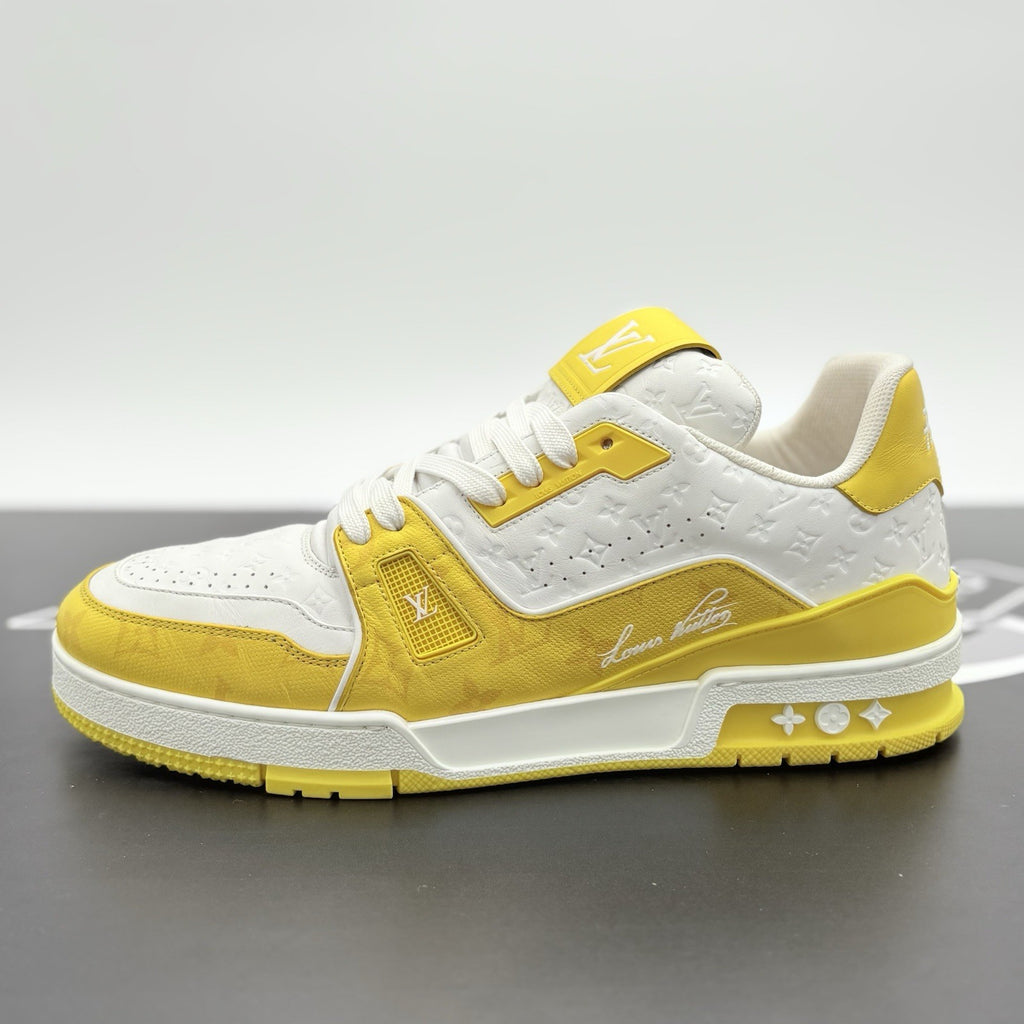 Size 9.5 LV (10.5-11 US) Louis Vuitton Trainer ' White Yellow ' | SUPER CLEAN!