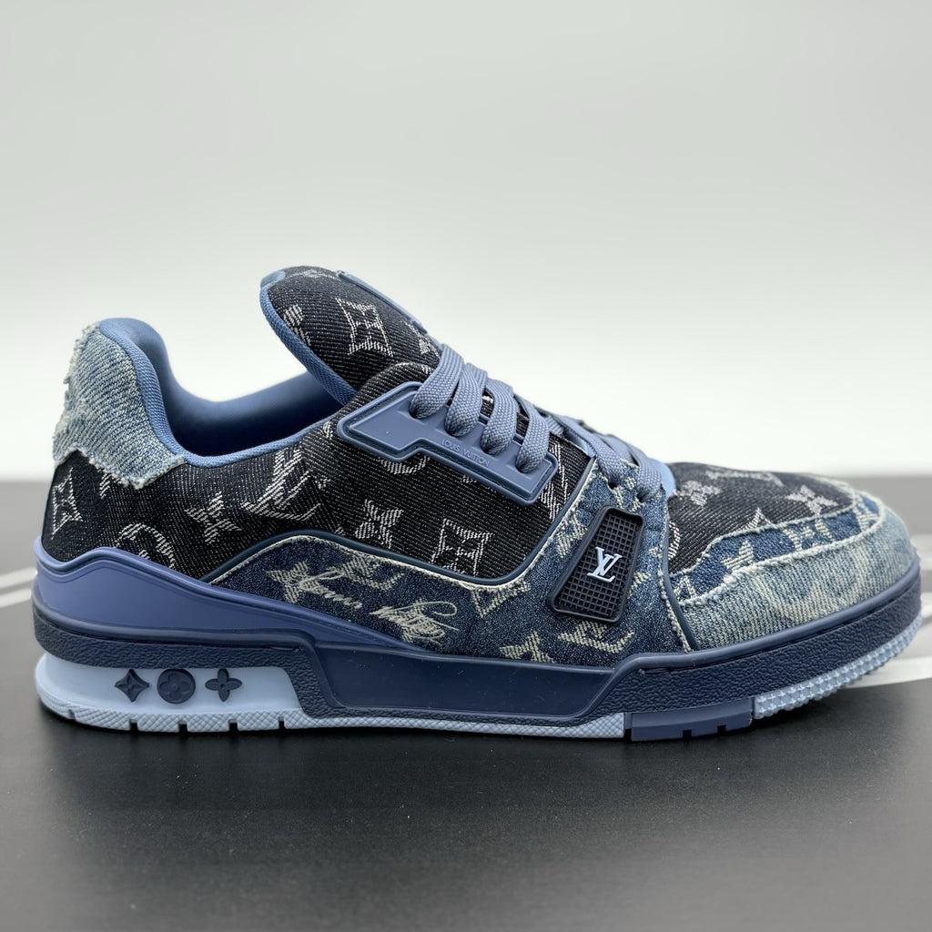 Size 8.5 LV (9.5-10 US) Louis Vuitton Trainer ' Monogram Blue Denim ' | CLEAN!