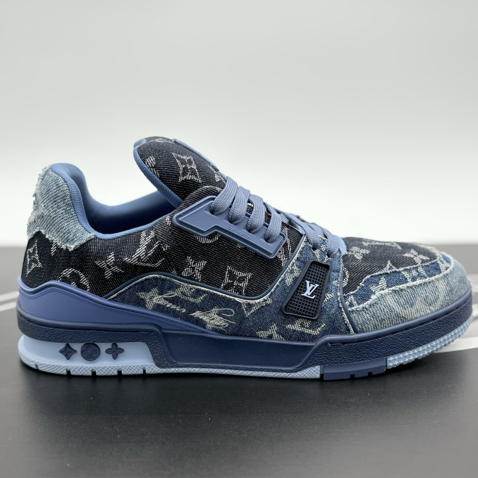 Size 8.5 LV (9.5-10 US) Louis Vuitton Trainer ' Monogram Blue Denim ' | CLEAN!