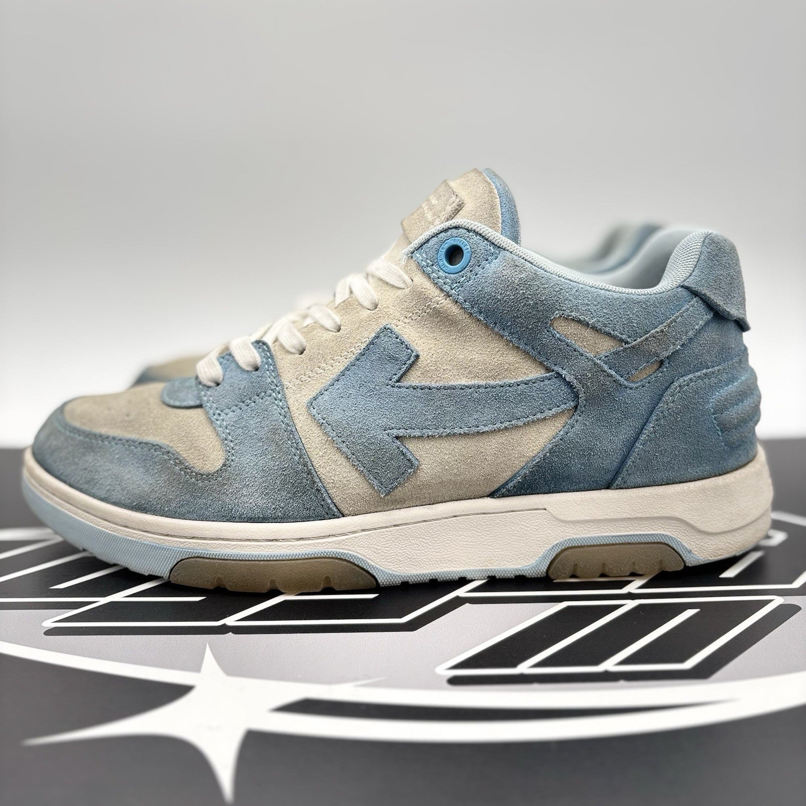 Size 45 EU (12 US) - Off-White Out of Office Suede ' Light Blue, White ‘