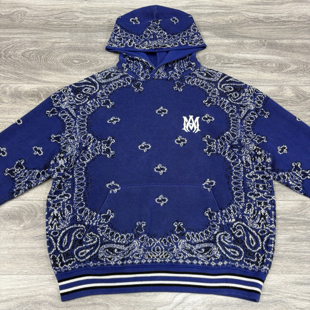 Size XL - Amiri Bandana Basketball Hoodie ' Blue Black ' | GREAT CONDITION!