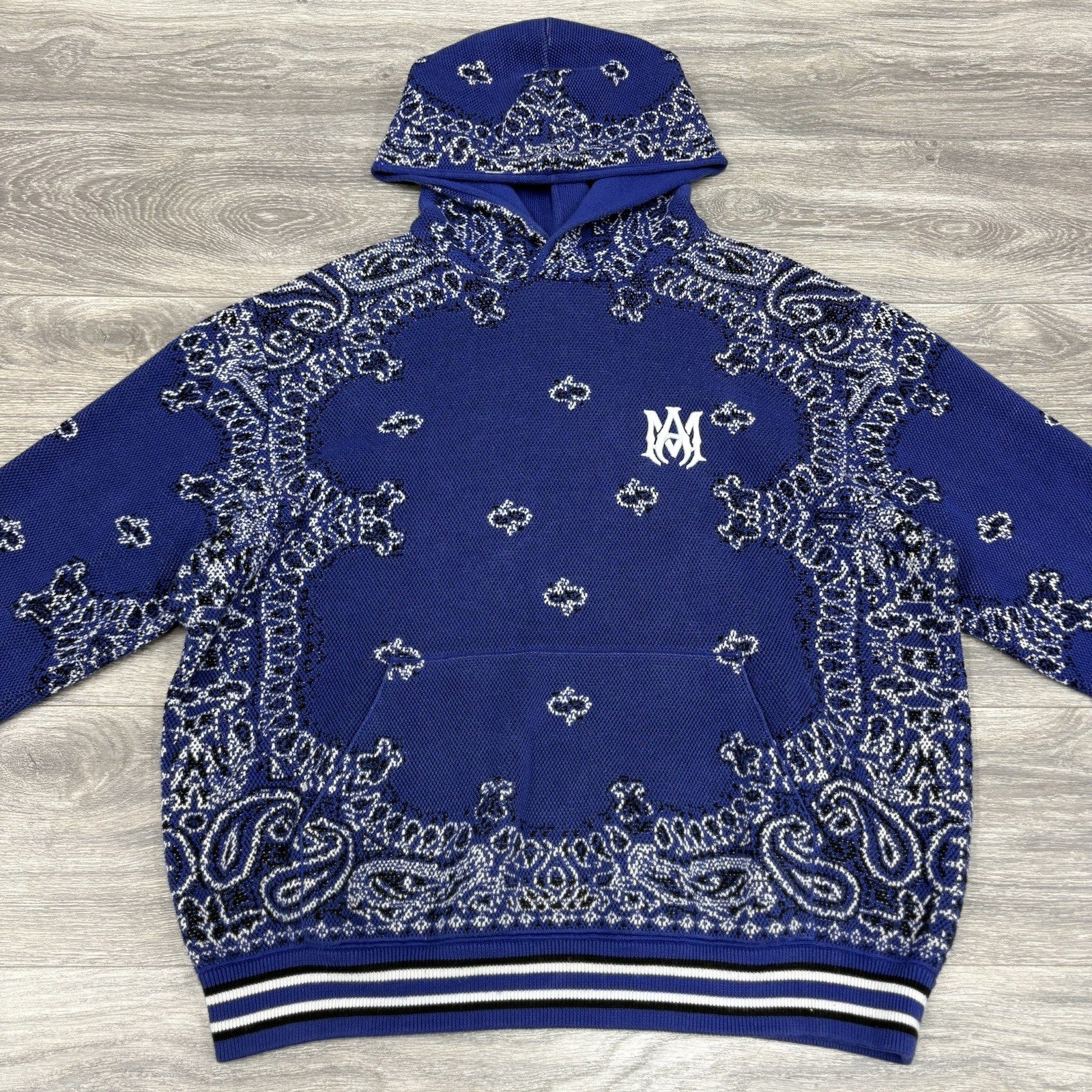 Size XL - Amiri Bandana Basketball Hoodie ' Blue Black ' | GREAT CONDITION!