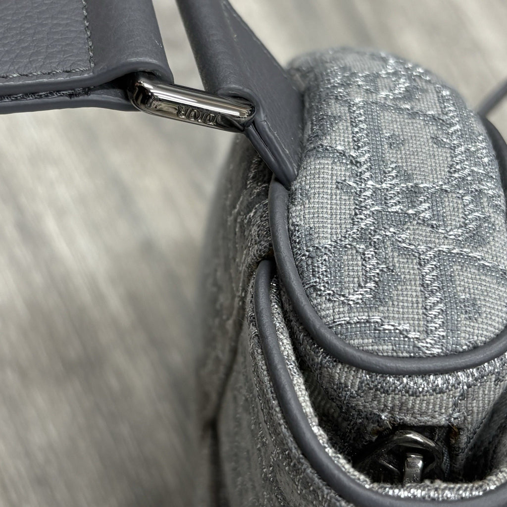 Christian Dior Ruthenium Oblique Saddle Bag ' Grey ' | SUPER CLEAN!
