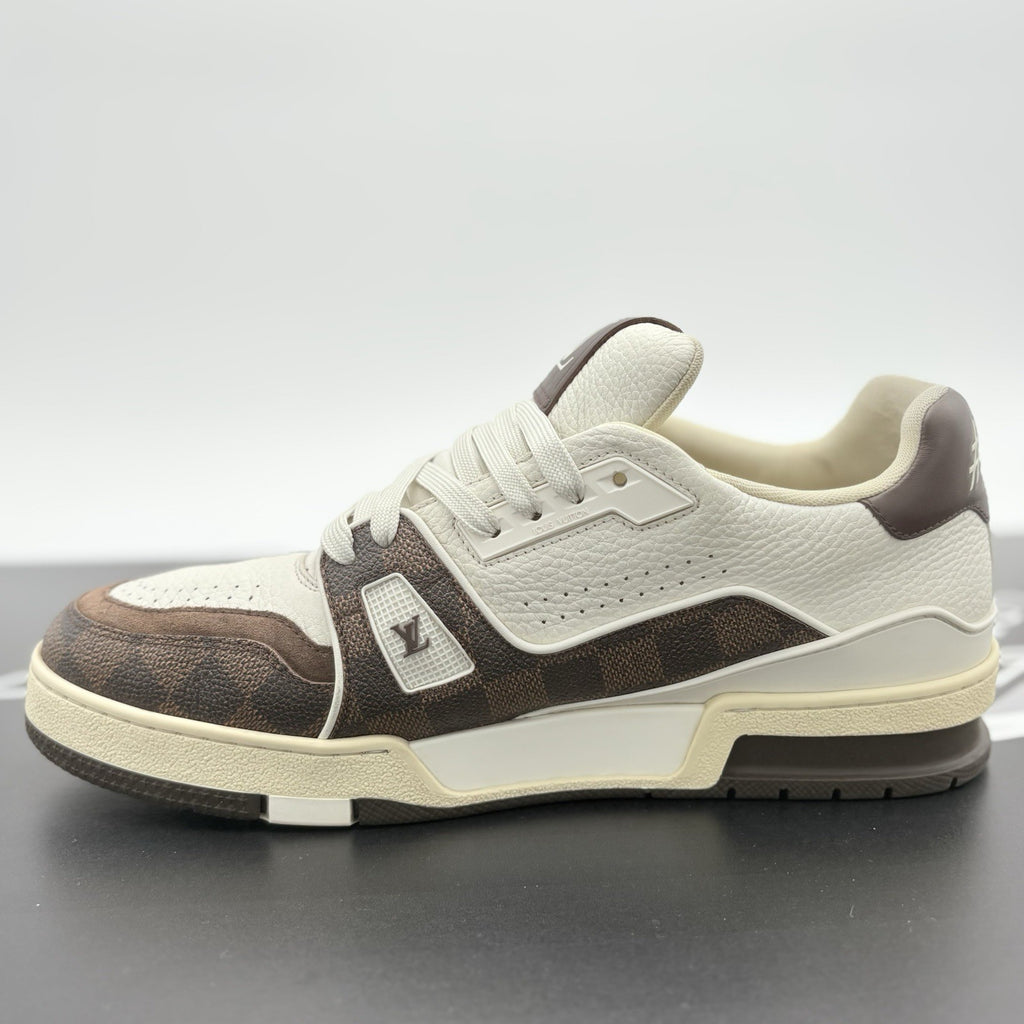 Size 8 LV (9-9.5 US) - Louis Vuitton Trainer ' White Mocha ' | GOOD CONDITION!