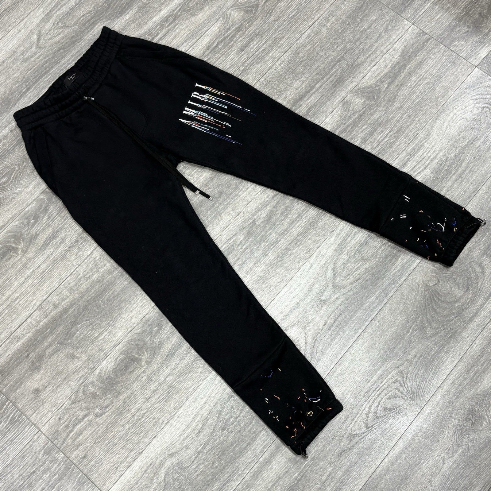 Size Small - Amiri Core Logo Paint Drip Sweatpants ' Black ' | SUPER CLEAN!