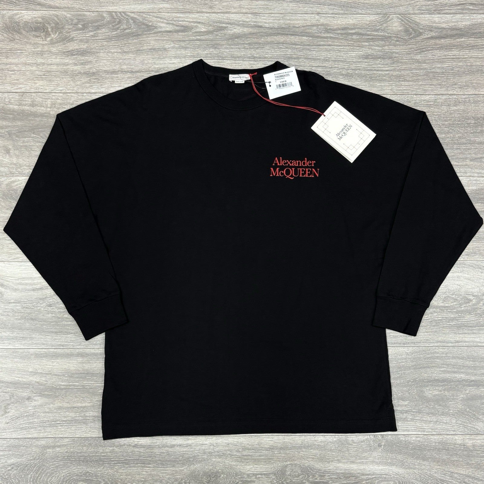 Size L - Alexander McQueen Printed Logo Long Sleeve Shirt ' Black Red ' | NEW!