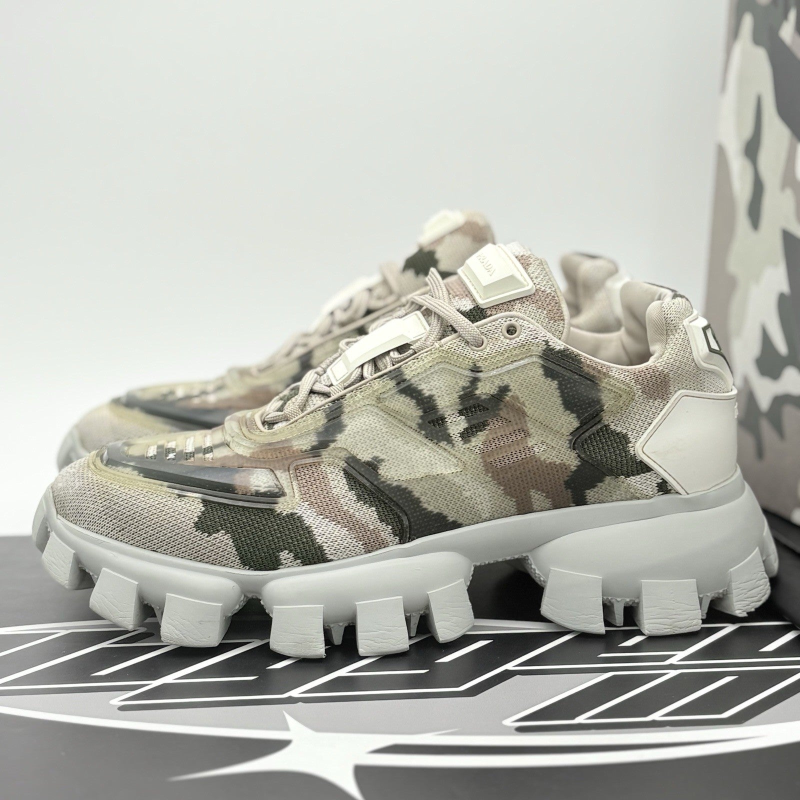 Size 7.5 UK (8.5 US) Prada Cloudbust Thunder Sneakers Men ' Camo ' | GREAT COND!
