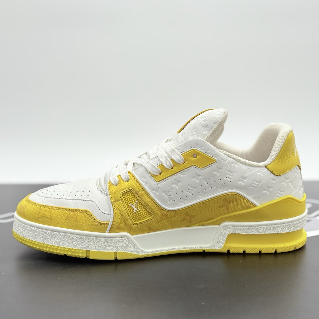 Size 9.5 LV (10.5-11 US) Louis Vuitton Trainer ' White Yellow ' | SUPER CLEAN!