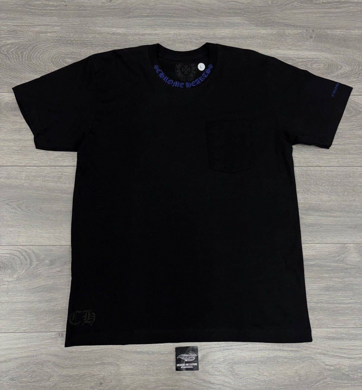 Size Large - Chrome Hearts Blue Neck Logo T-Shirt ' Black ' | BRAND NEW!