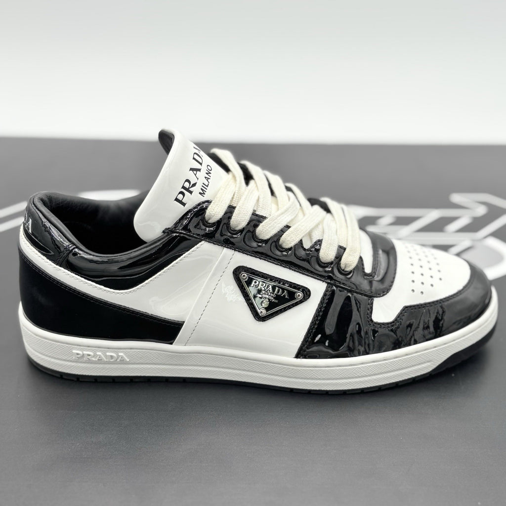 Size 8.5 UK (9.5 US) Prada Downtown Low Patent Leather ' Black White ' | GREAT!