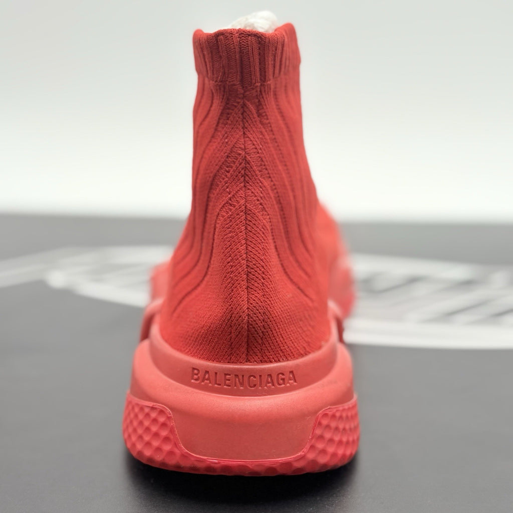 Size 41 (8 US) - Balenciaga Speed Trainer Rib Knit Rouge ' Red ' | GREAT COND!