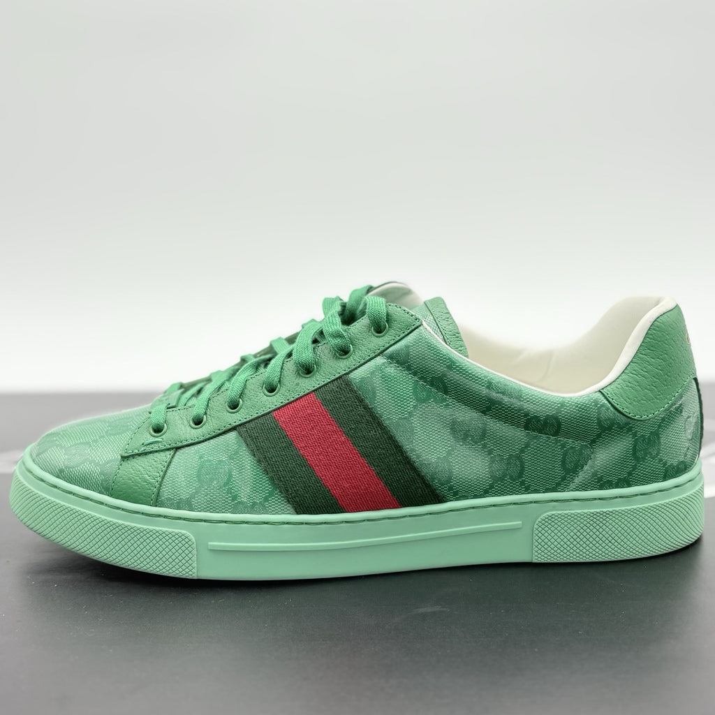 Size 10.5 G (11 US) - Gucci Ace GG Crystal Canvas ' Green ' | SUPER CLEAN!