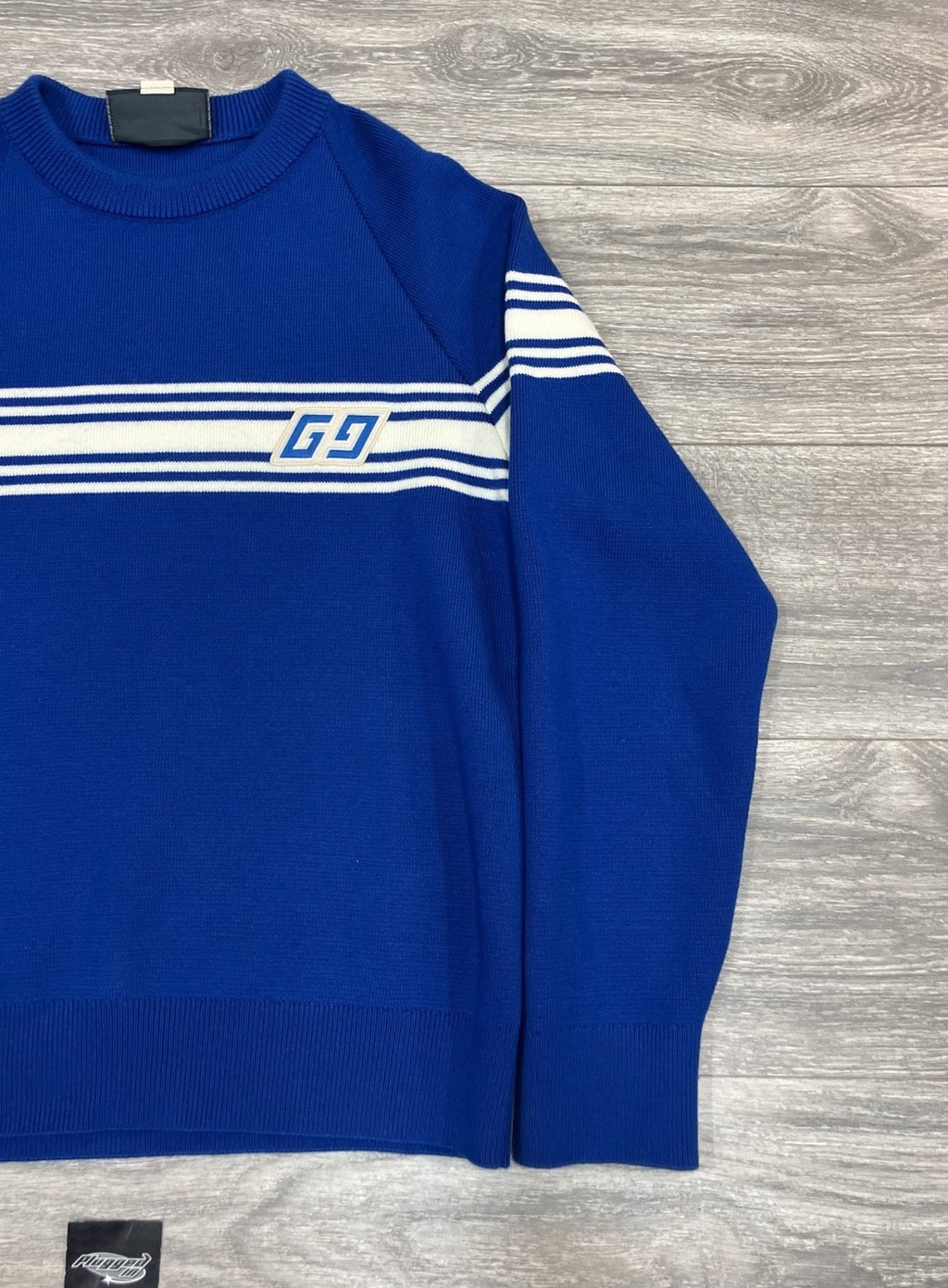 Size Medium - Gucci Knit Wool Sweater With Square GG ' Blue White ' | EXCELLENT!