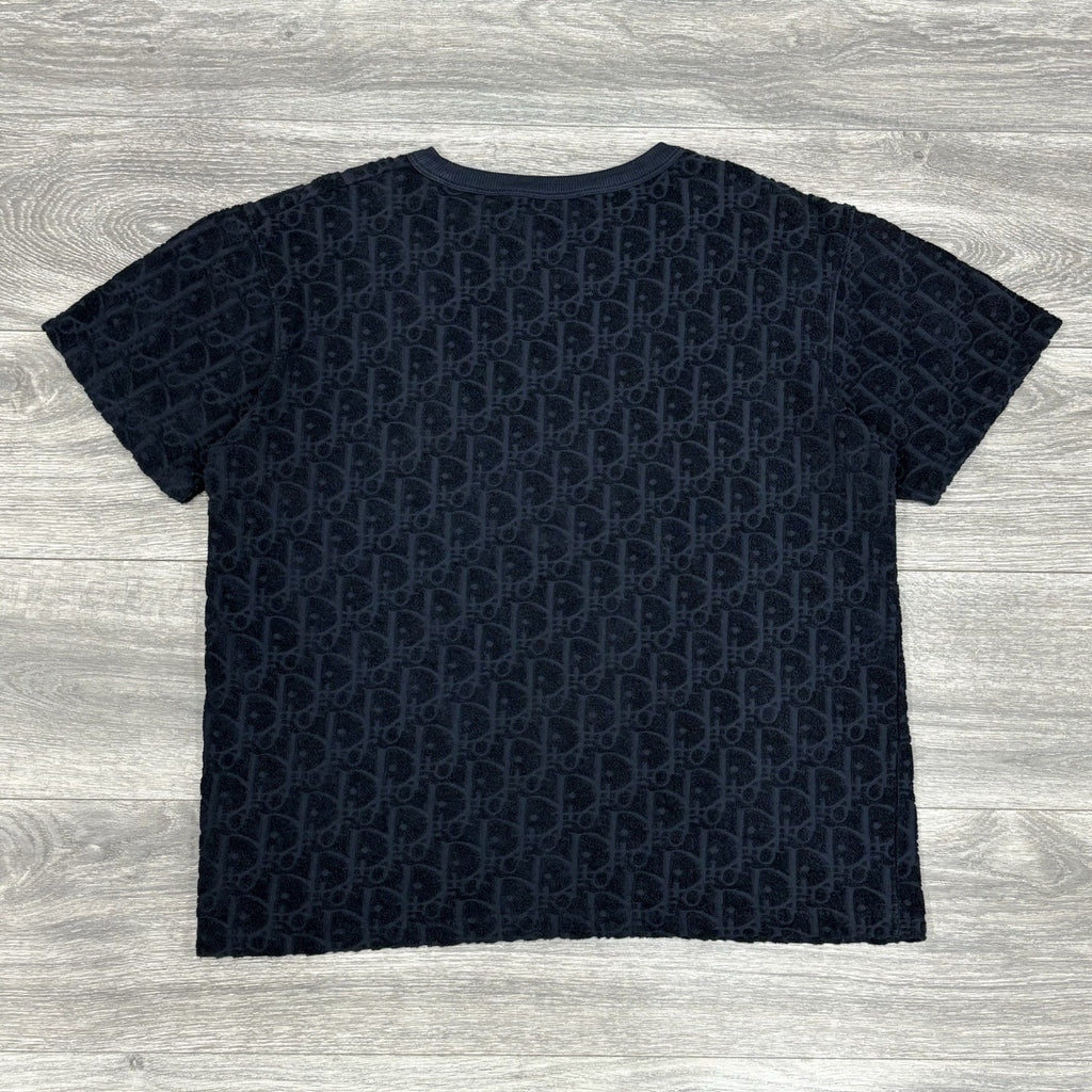 Size S - Dior Oblique Relaxed Fit Terry Cotton Jacquard T-Shirt ' Navy ' | CLEAN