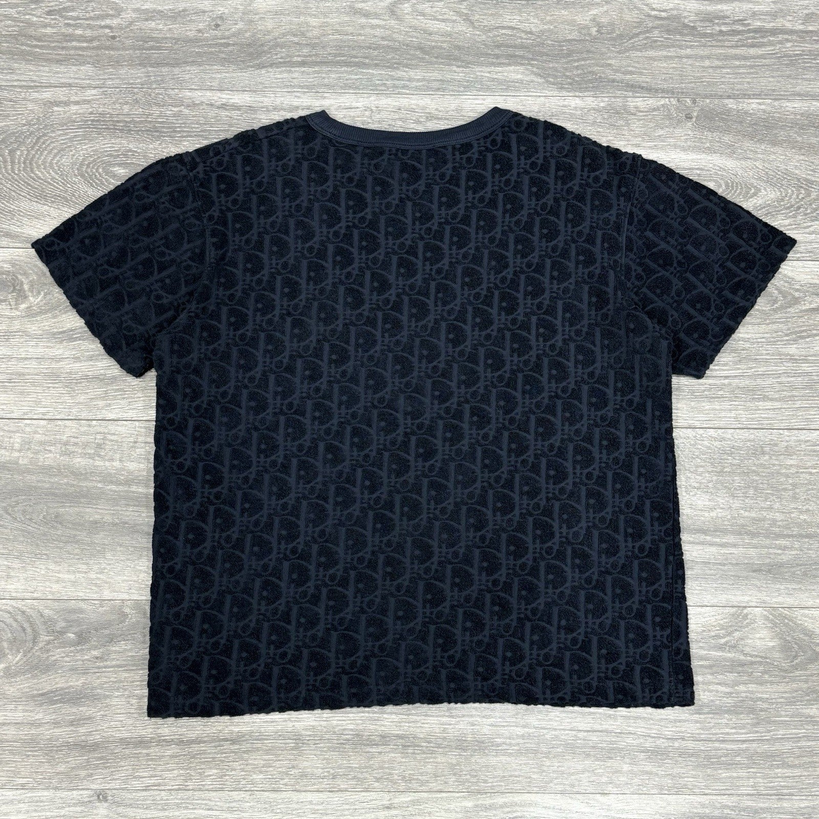 Size S - Dior Oblique Relaxed Fit Terry Cotton Jacquard T-Shirt ' Navy ' | CLEAN