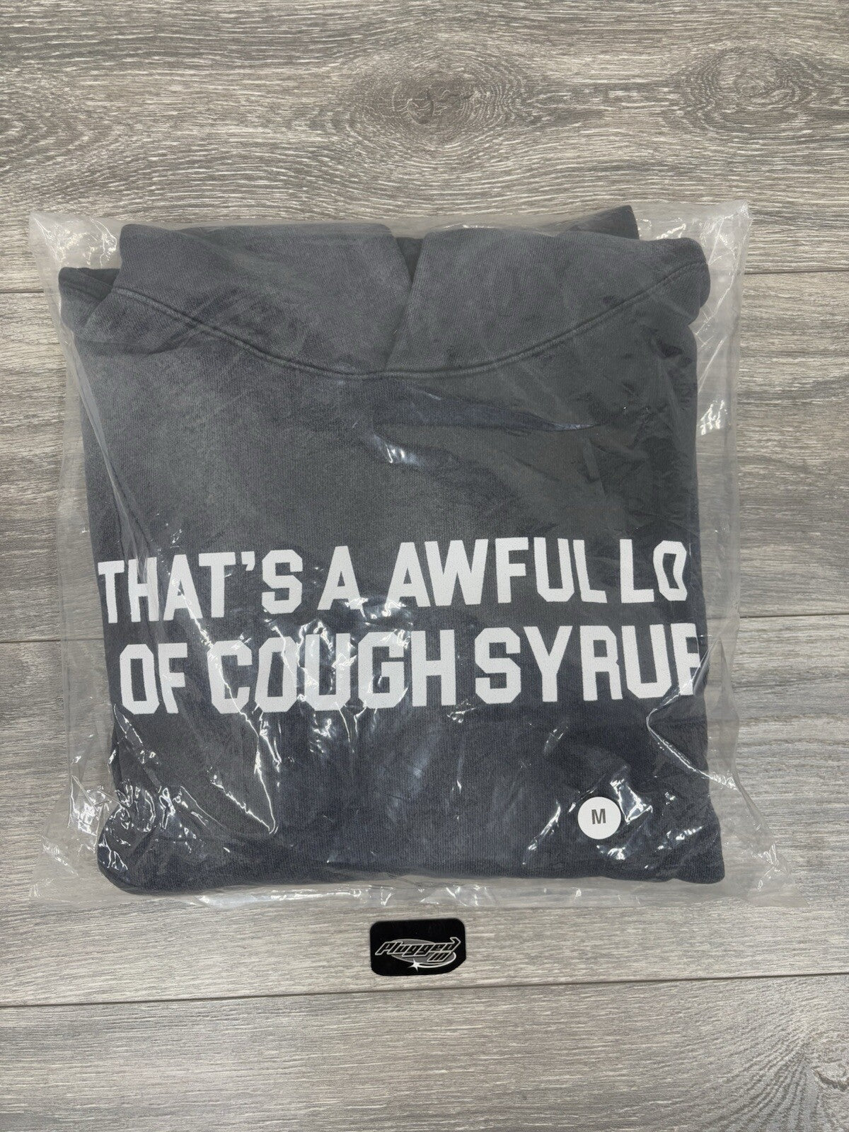 Size M - Thats A Awful Lot Of Cough Syrup Hoodie ' Bleached Black ' | BRAND NEW!