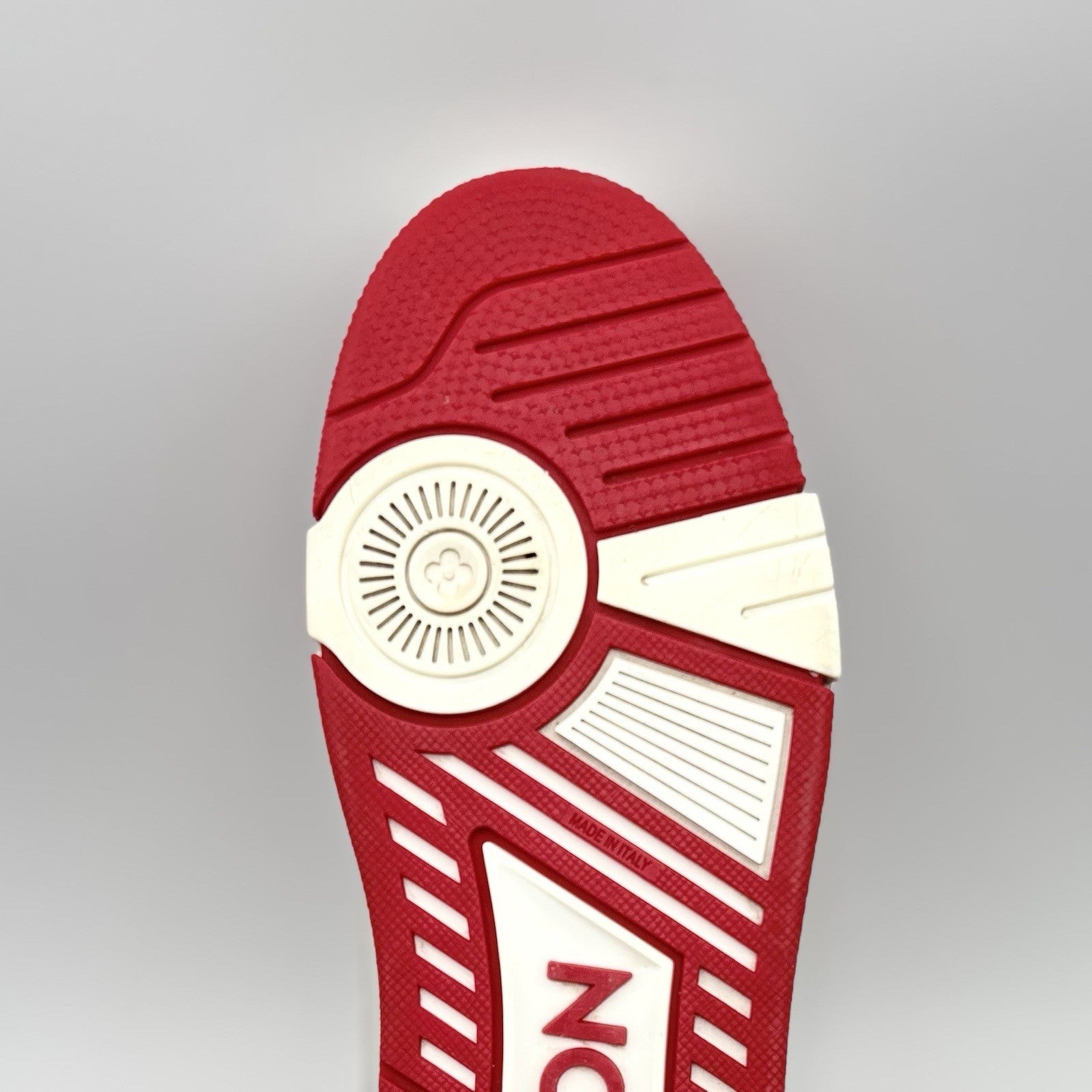 Size 9 LV (10-10.5 US) Louis Vuitton Trainer Strap ' Red, White ' | SUPER CLEAN!