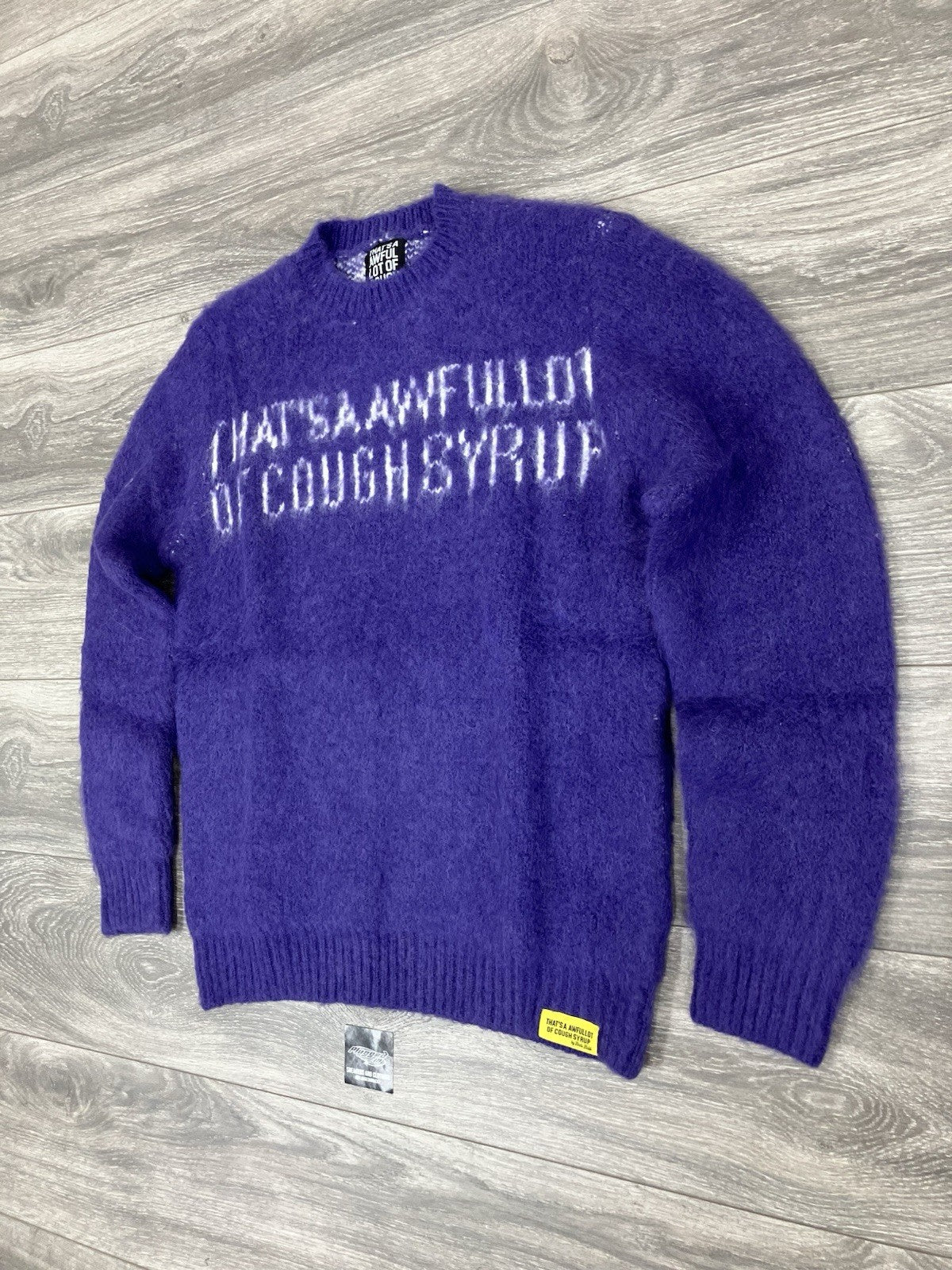 Size L - Thats A Awful Lot Of Cough Syrup Mohair Sweater ' Purple ' | NEW!