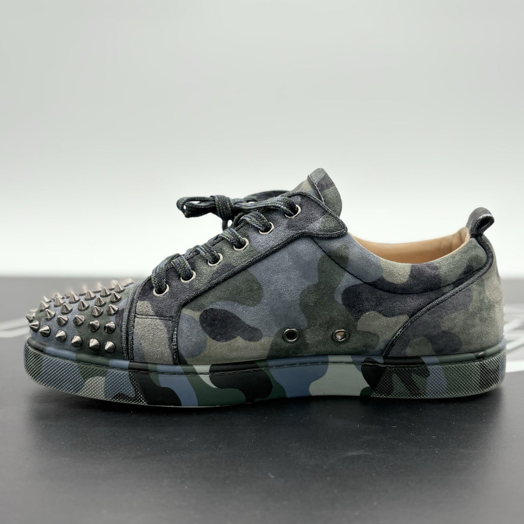 Size 41 (8 US) Christian Louboutin Louis Junior Spikes Camouflage Print | GOOD