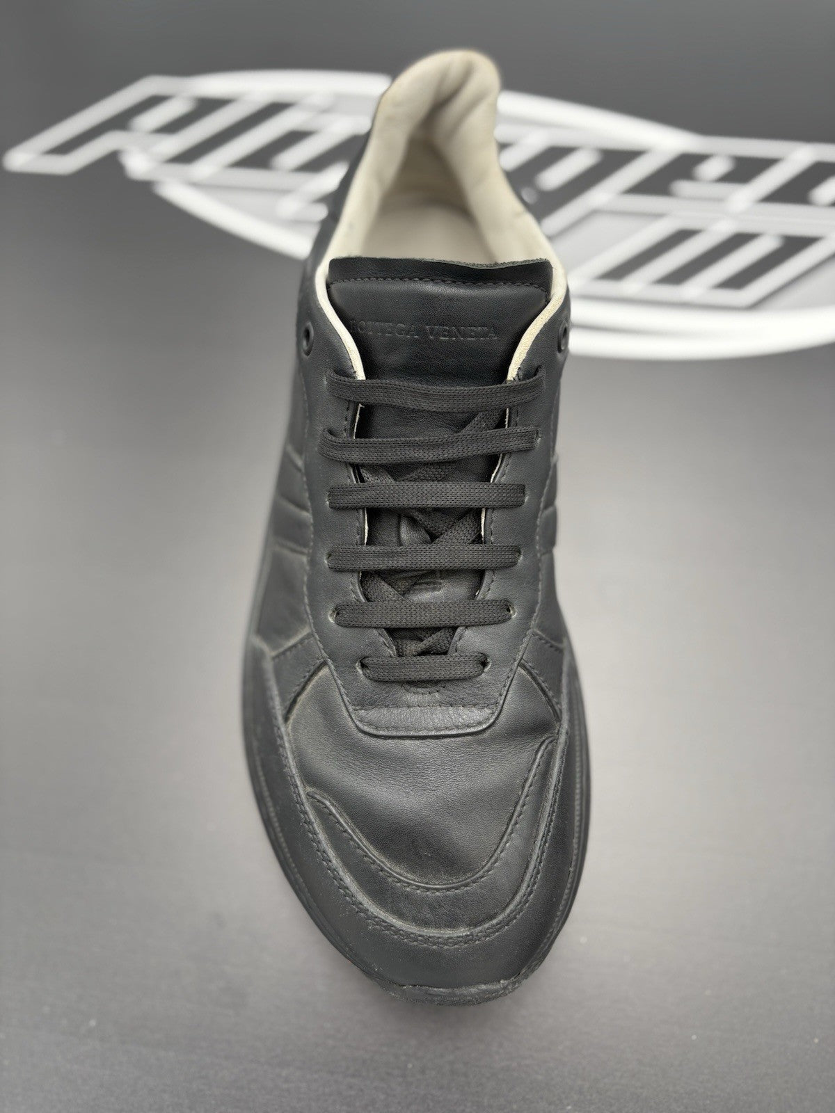 Size 42.5 (9.5 US) - Bottega Veneta Calf Leather Speedster Sneakers ' Black '