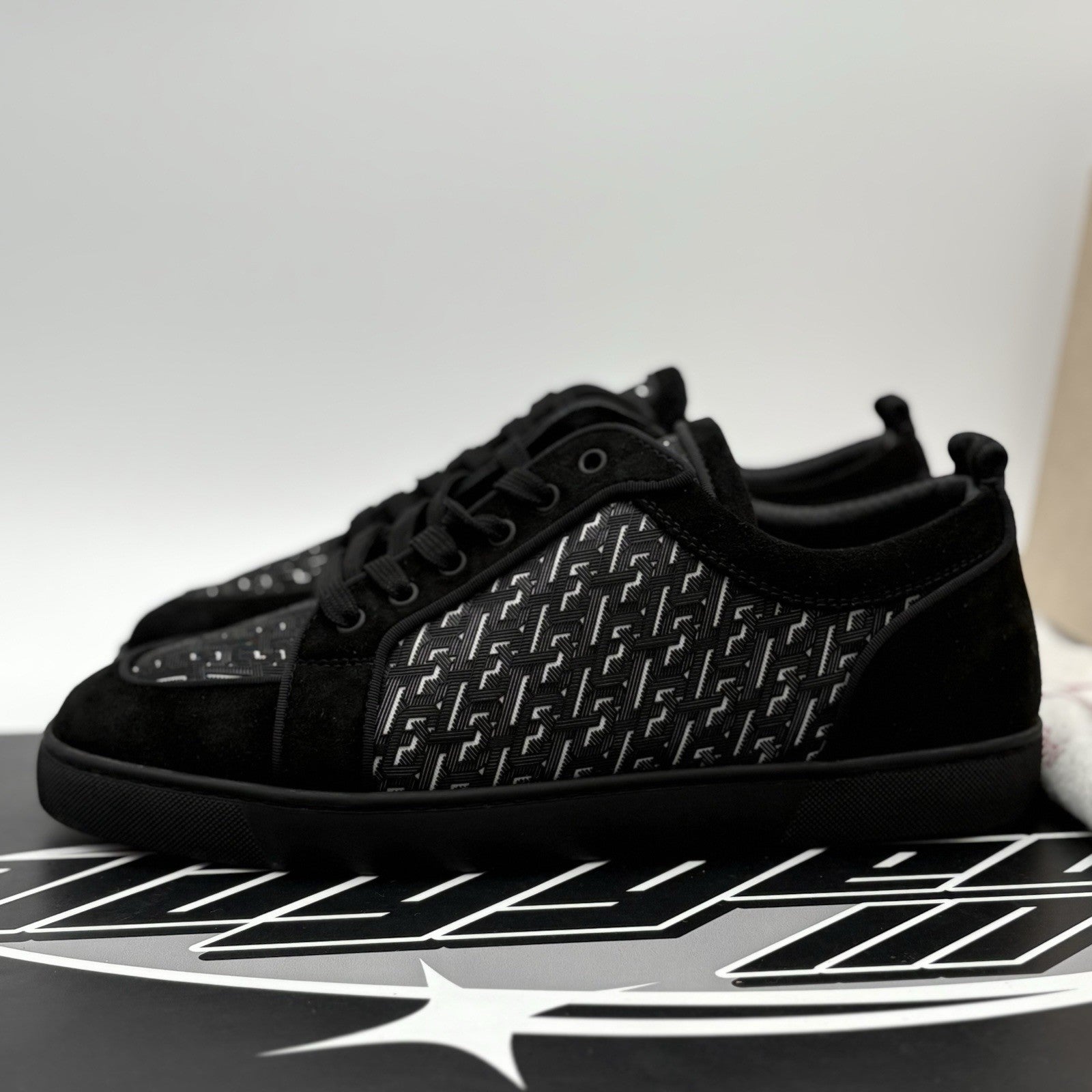 Size 45.5 (12.5 US) Christian Louboutin Rantulow Orlato Flat ' Black ' EXCELLENT
