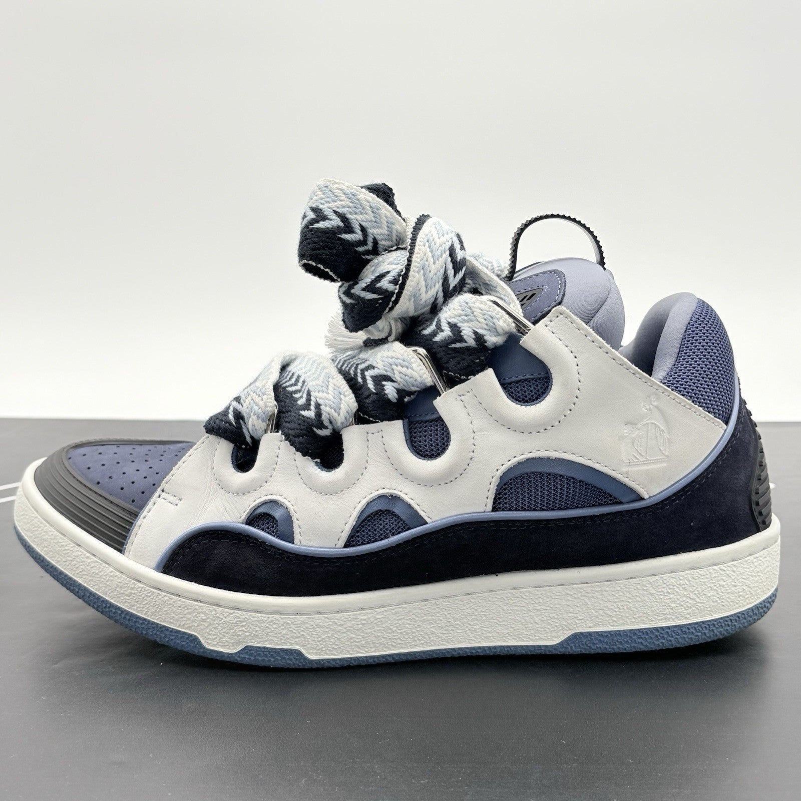 Size 43 (10 US) - Lanvin Curb Sneaker ' White Navy Blue ' | EXCELLENT CONDITION!
