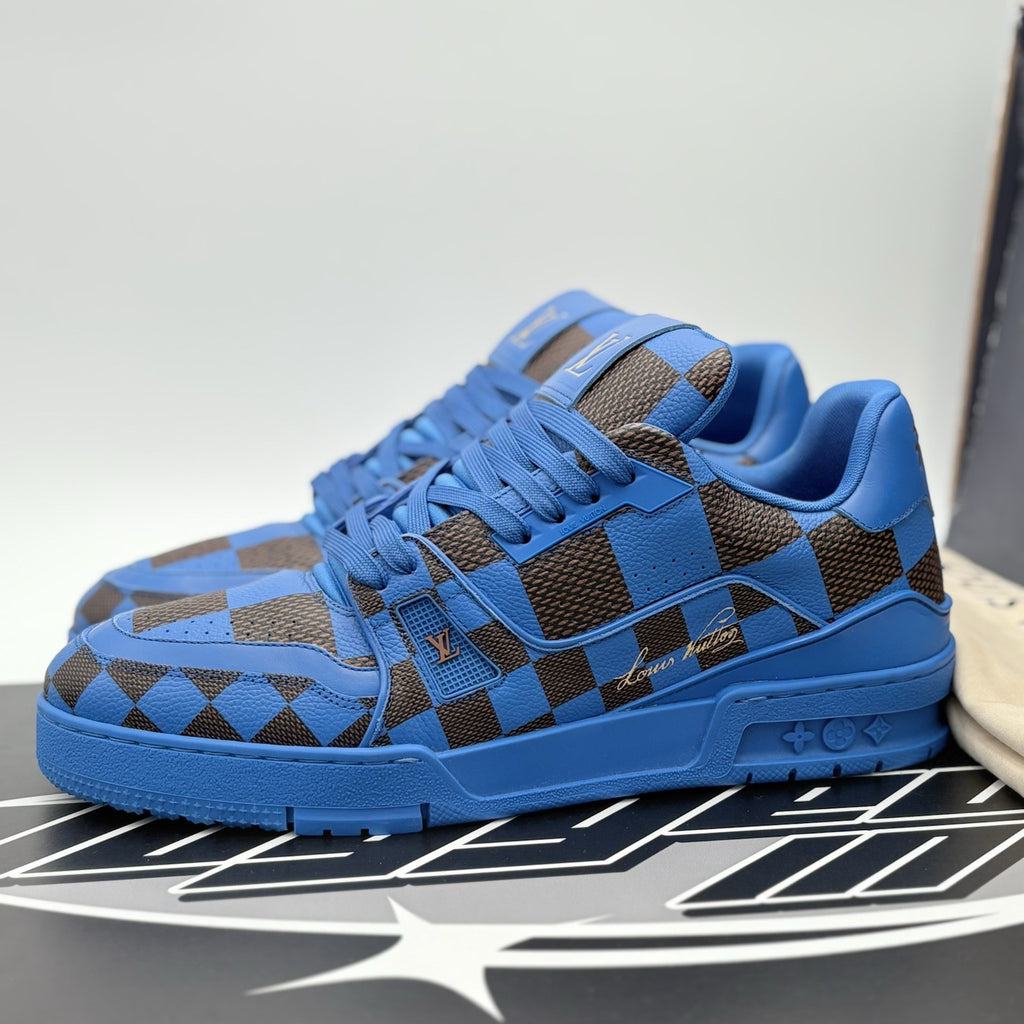 Size 9.5 LV (10.5-11 US) Louis Vuitton Trainer ' Blue Brown Checkered ' | NEW!