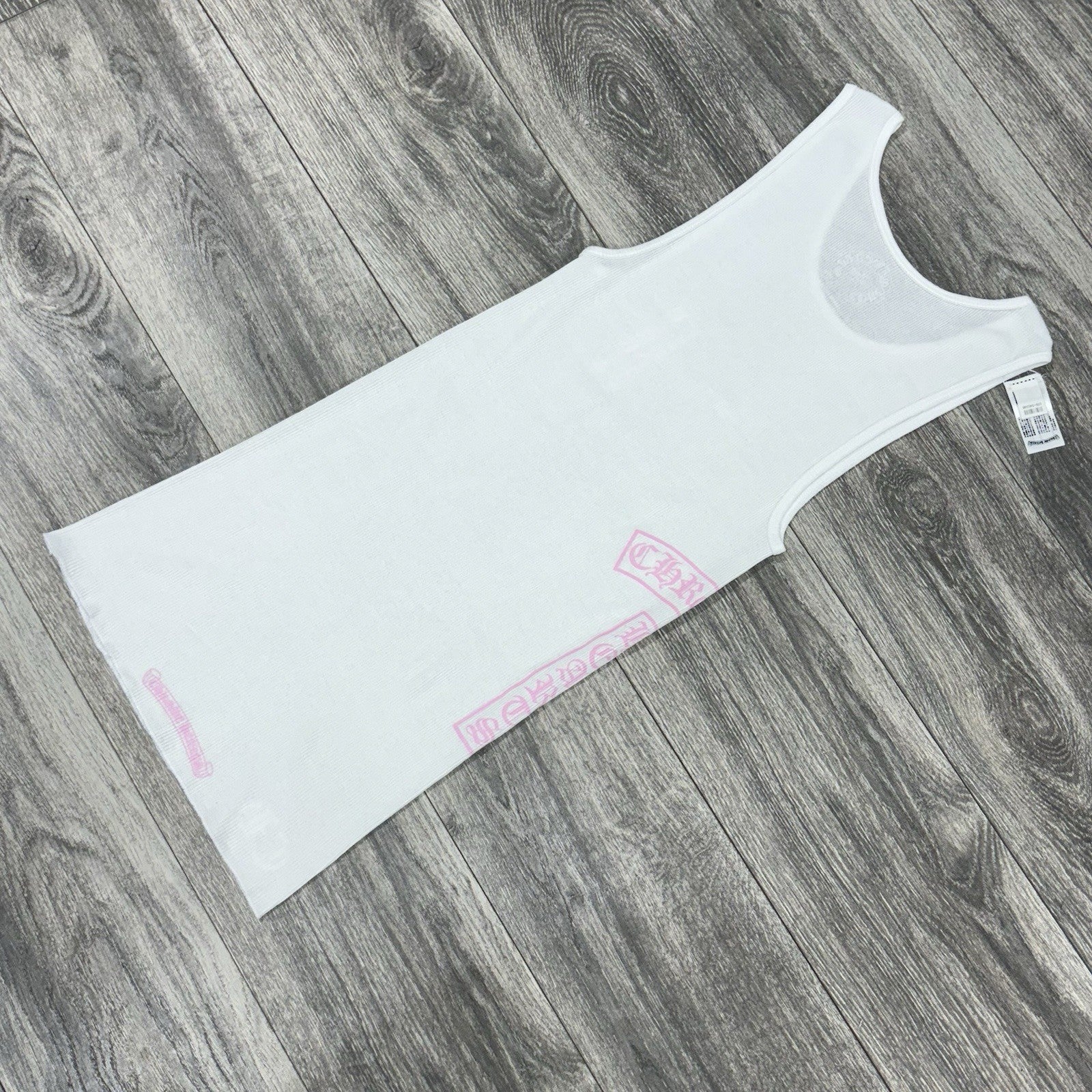 Size Large - Chrome Hearts T Bar Tank Top ' White Pink ' BRAND NEW!