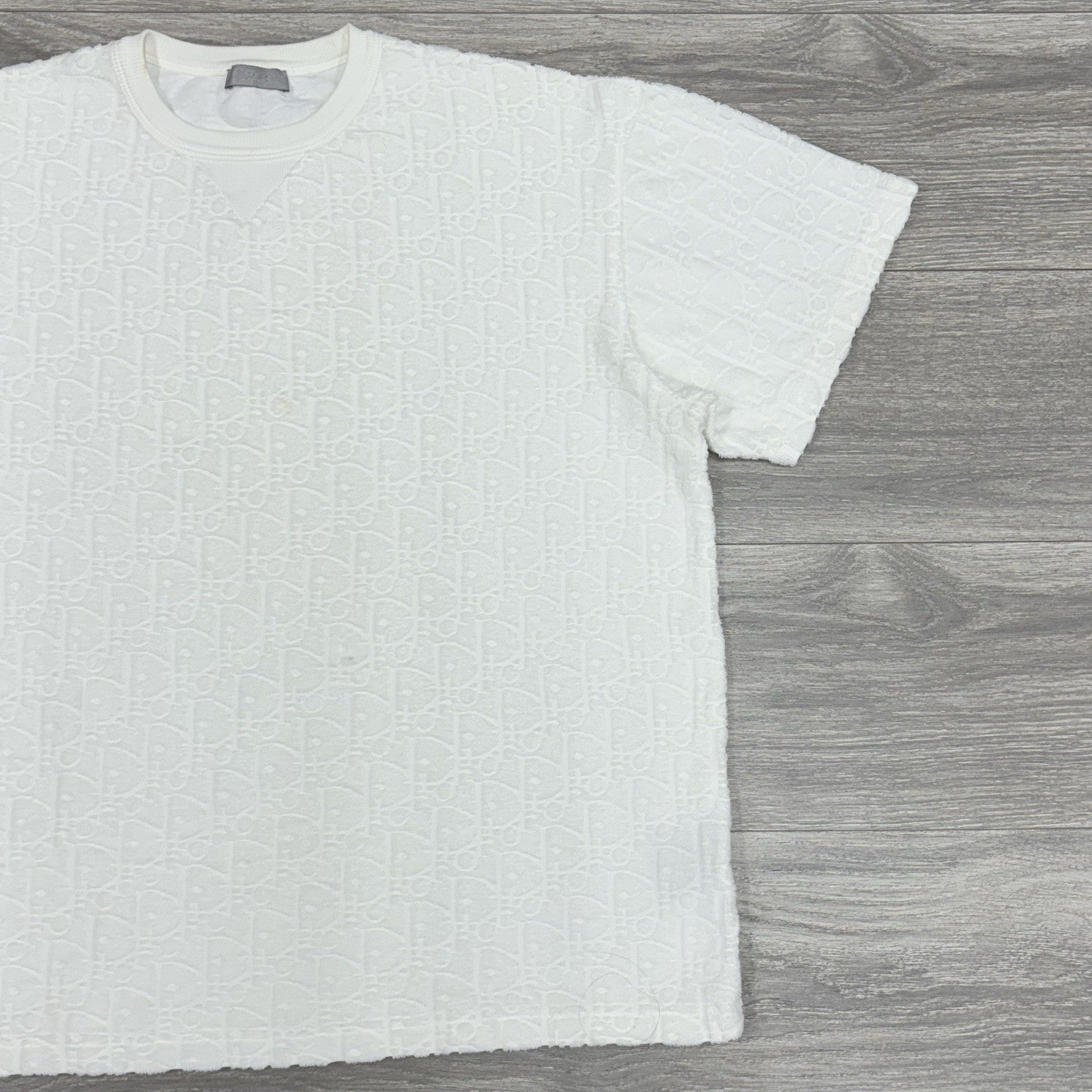 Size XL - Dior Oblique Relaxed Fit Terry Cotton Jacquard T-Shirt ' Off White '
