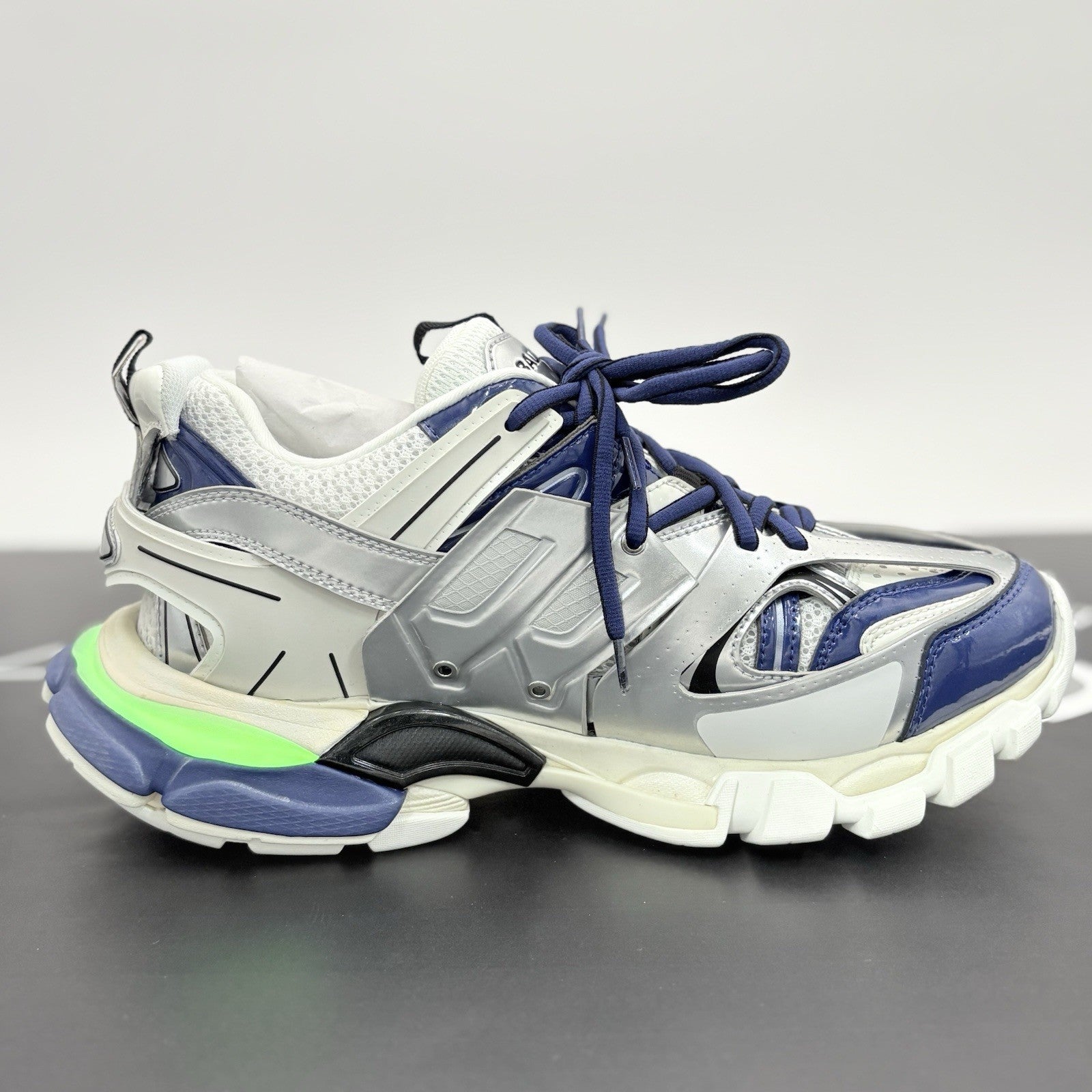 Size 41 (8 US) - Balenciaga Track LED Sneaker ' Silver Navy ' | BRAND NEW!