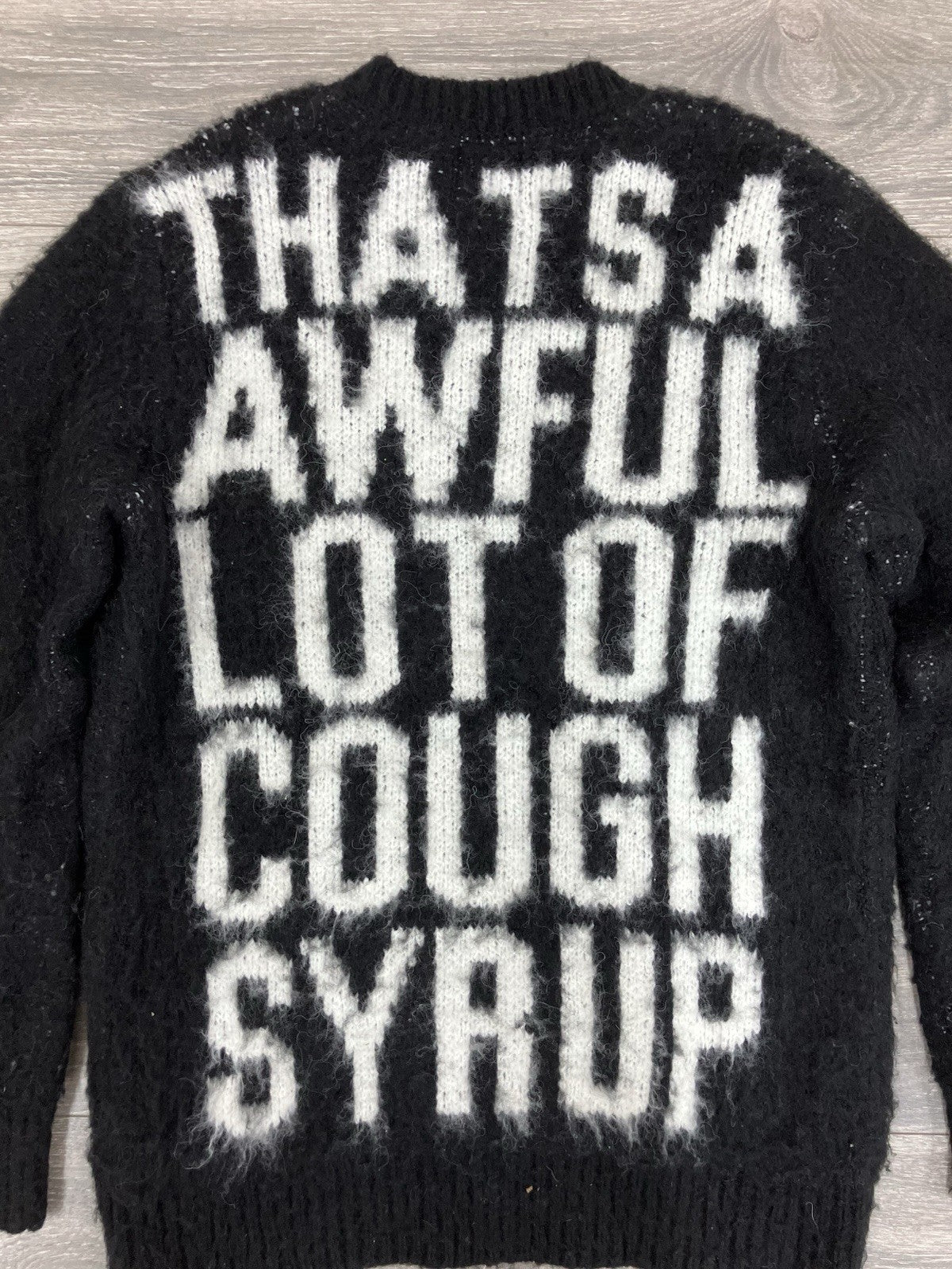 Size XL - That’s A Awful Lot Of Cough Syrup Mohair Sweater ' Black ' | NEW!